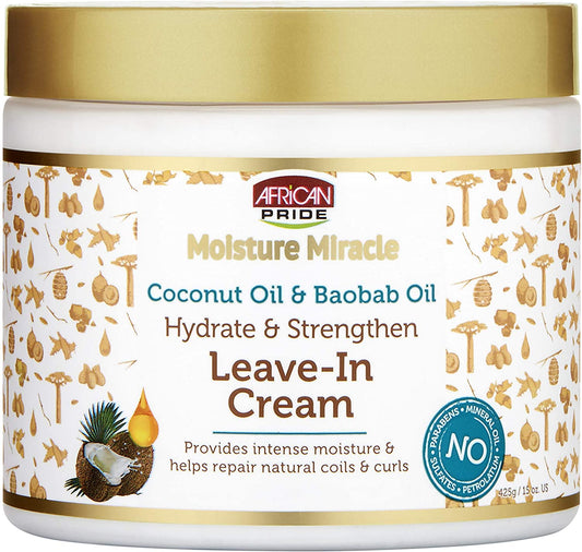 African Pride Moisture Miracle Coconut Oil and Baobab Oil Leave-In-Conditioner Cream (JAR) - SM Cosmetics Store