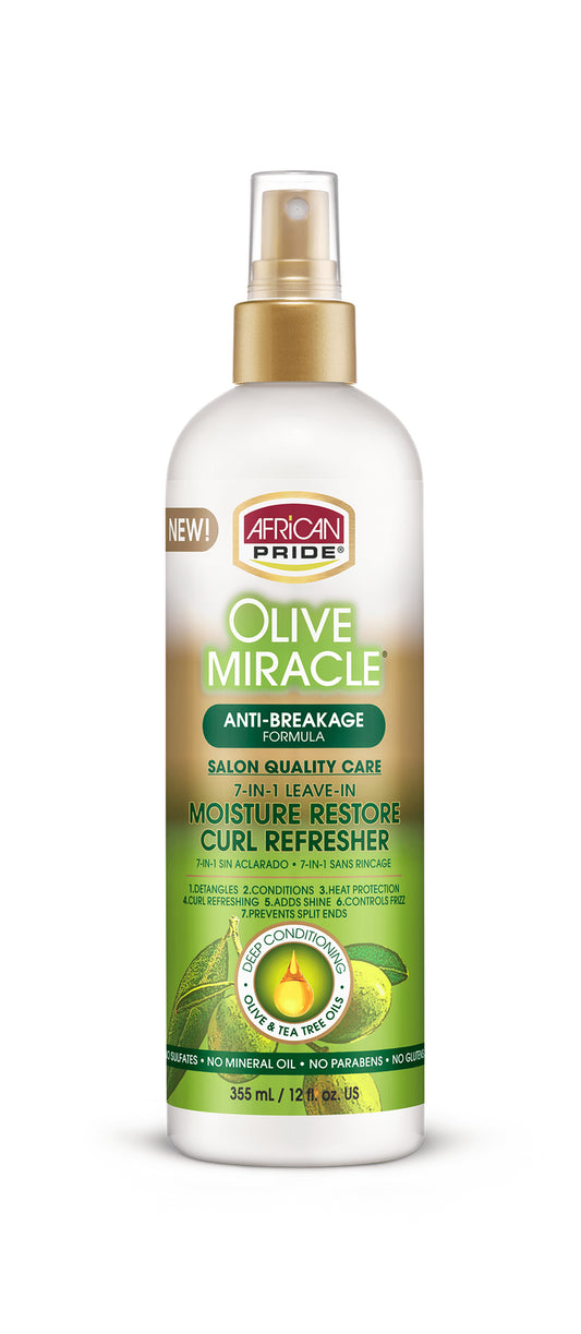 African Pride Olive Miracle 7 in 1 Leave In Moisture Restore Curl Refresher 355mL (12fl oz)