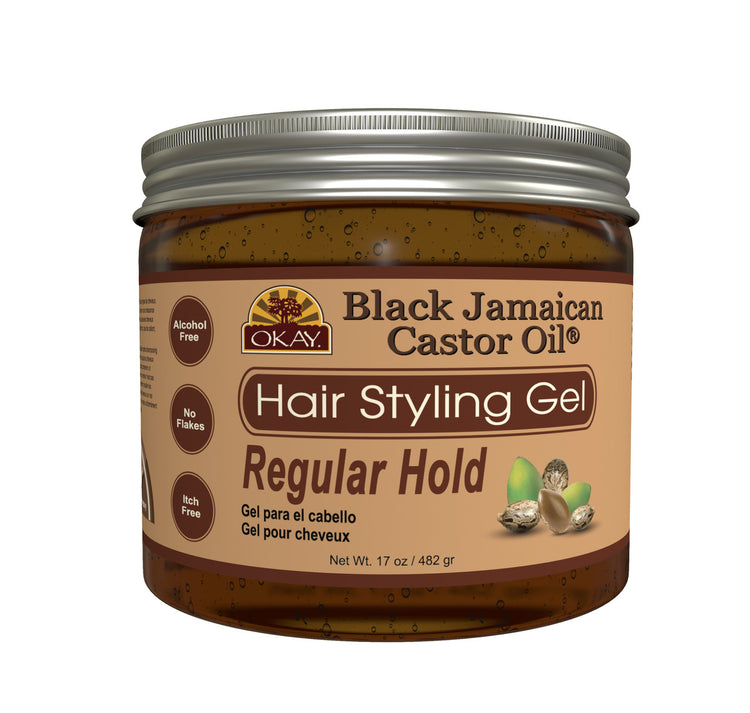 OKAY BLACK JAMAICAN HAIR STYLING GEL, REGULAR HOLD 17OZ