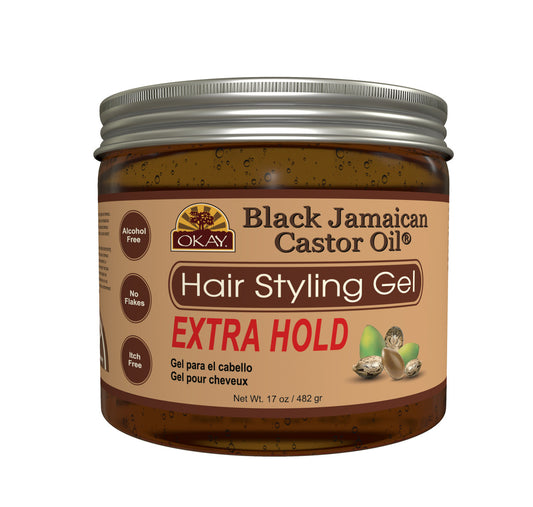 OKAY BLACK JAMAICAN HAIR STYLING GEL, EXTRA HOLD 17OZ